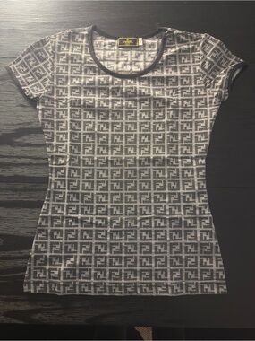 Fendi Gray FF Monogram Short Sleeve Tee